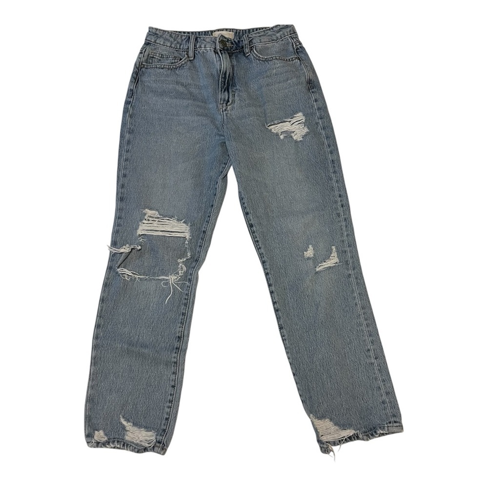 Altar’d State Distressed Jeans Size 25 Light Wash Straight Leg 100% Cotton